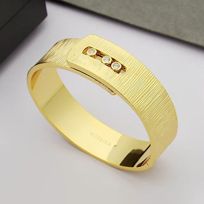 [Aura Jewelry]Polished Brushed Bangle, Large Engraved Sliding Bangle