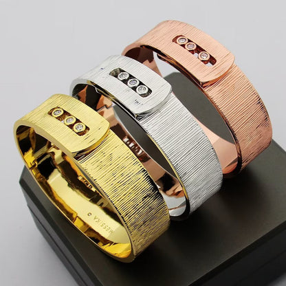 [Aura Jewelry]Polished Brushed Bangle, Large Engraved Sliding Bangle