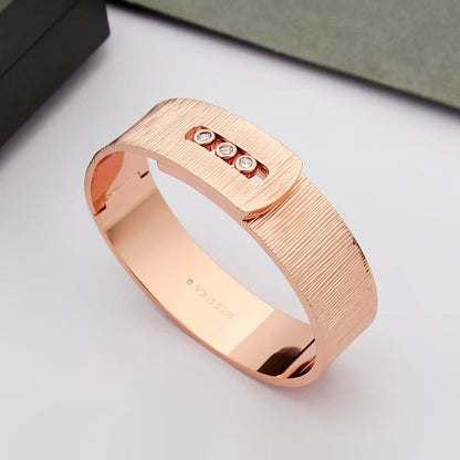[Aura Jewelry]Polished Brushed Bangle, Large Engraved Sliding Bangle