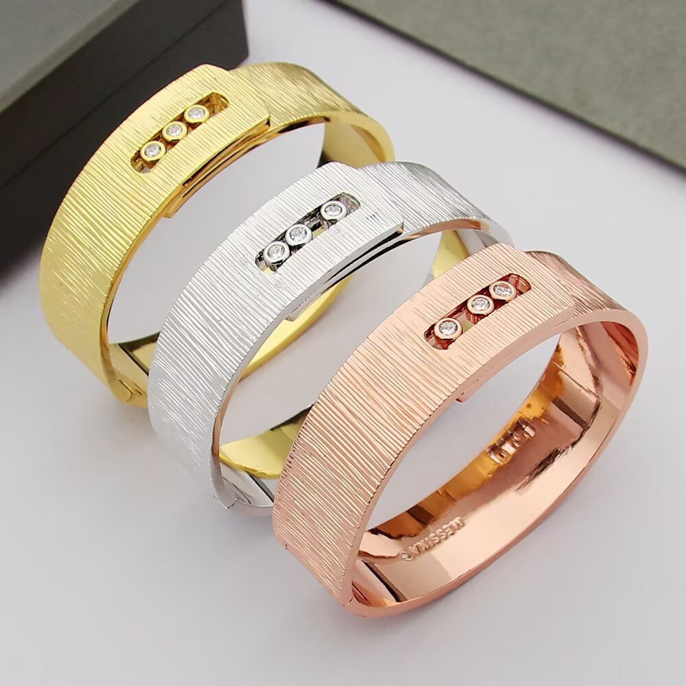 [Aura Jewelry]Polished Brushed Bangle, Large Engraved Sliding Bangle