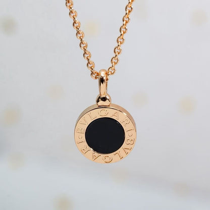 [Aura Jewelry] T  Round Double-Sided Mother-of-Pearl Necklace