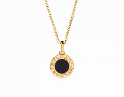 [Aura Jewelry] T  Round Double-Sided Mother-of-Pearl Necklace