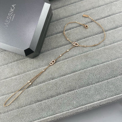 [Aura Jewelry] Flexible Arm Chain Bracelet with Sliding Diamonds
