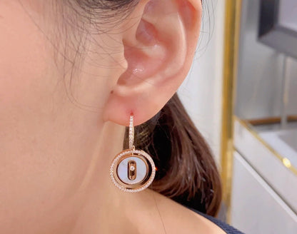 [Aura Jewelry]Lucky Move Mother‑of‑Pearl Earrings