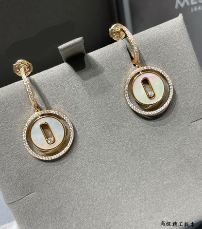 [Aura Jewelry]Lucky Move Mother‑of‑Pearl Earrings