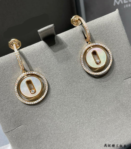 [Aura Jewelry]Lucky Move Mother‑of‑Pearl Earrings