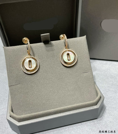 [Aura Jewelry]Lucky Move Mother‑of‑Pearl Earrings