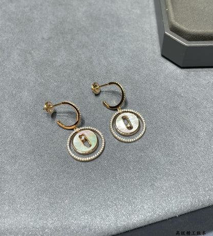 [Aura Jewelry]Lucky Move Mother‑of‑Pearl Earrings