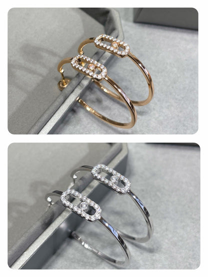 [Aura Jewelry]Move Sliding‑Diamond Hoop Earrings