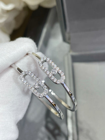 [Aura Jewelry]Move Sliding‑Diamond Hoop Earrings