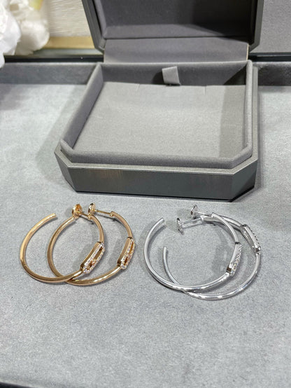 [Aura Jewelry]Move Sliding‑Diamond Hoop Earrings