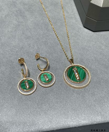 [Aura Jewelry]LUCKY MOVE Sliding‑diamond C‑shape Ear Hoops