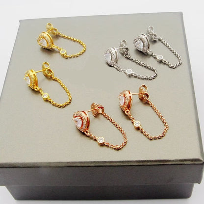 [Aura Jewelry]My Twin Heart Chain Earrings