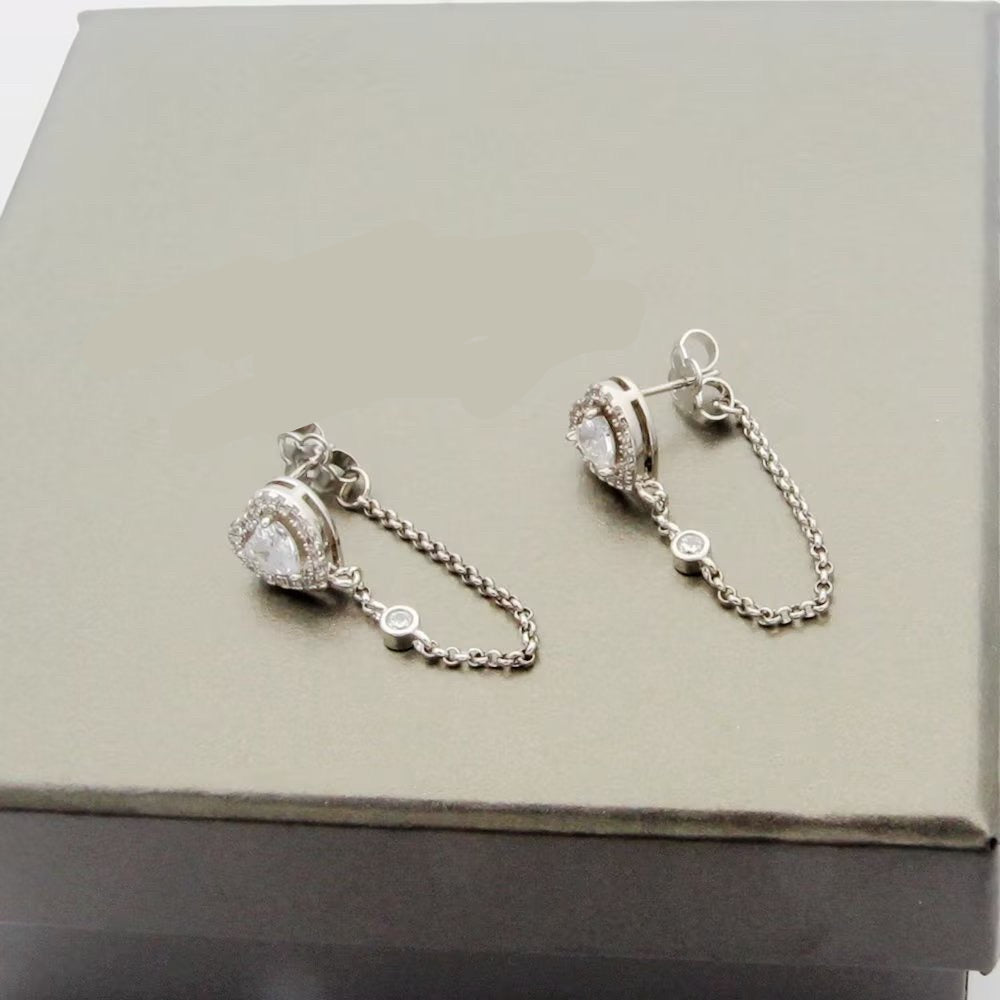 [Aura Jewelry]My Twin Heart Chain Earrings