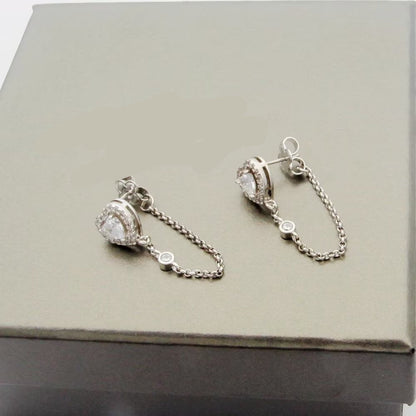 [Aura Jewelry]My Twin Heart Chain Earrings