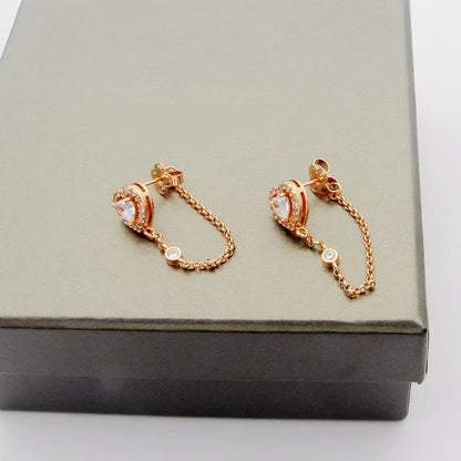 [Aura Jewelry]My Twin Heart Chain Earrings