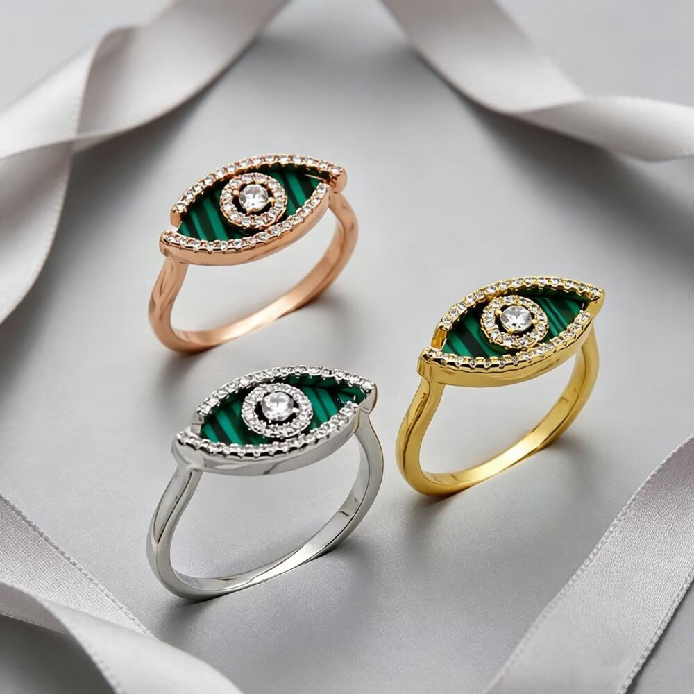 [Aura Jewelry]Lucky Eye Malachite Ring