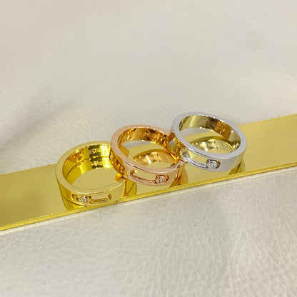 [Aura Jewelry]Move Wide Band Single Moving Diamond Ring