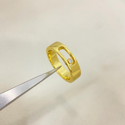 [Aura Jewelry]Move Wide Band Single Moving Diamond Ring