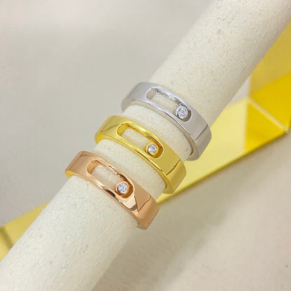 [Aura Jewelry]Move Wide Band Single Moving Diamond Ring