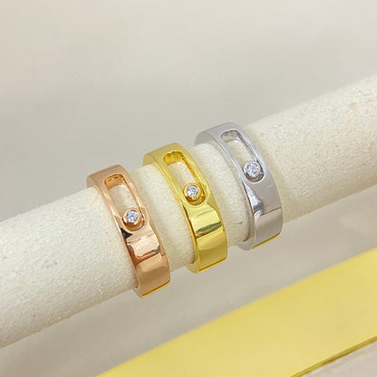 [Aura Jewelry]Move Wide Band Single Moving Diamond Ring