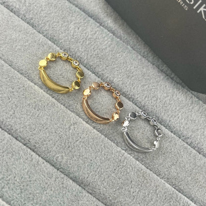 [Aura Jewelry]Move Link Chain Ring with Two Moving Diamonds
