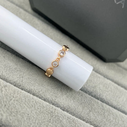 [Aura Jewelry]Move Link Chain Ring with Two Moving Diamonds