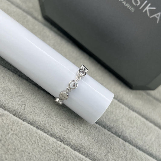 [Aura Jewelry]Move Link Chain Ring with Two Moving Diamonds