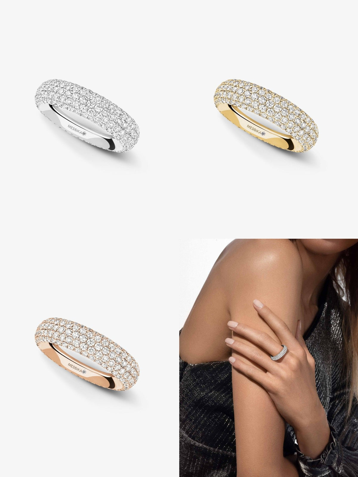 [Aura Jewelry]Fiery Full Pavé Diamond Wide Band Ring,
