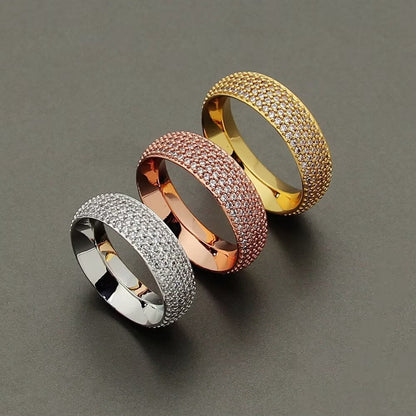 [Aura Jewelry]Fiery Full Pavé Diamond Wide Band Ring,