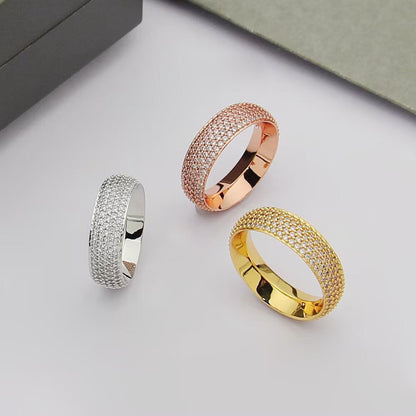 [Aura Jewelry]Fiery Full Pavé Diamond Wide Band Ring,