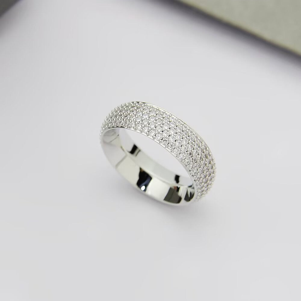 [Aura Jewelry]Fiery Full Pavé Diamond Wide Band Ring,