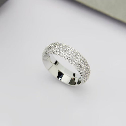 [Aura Jewelry]Fiery Full Pavé Diamond Wide Band Ring,