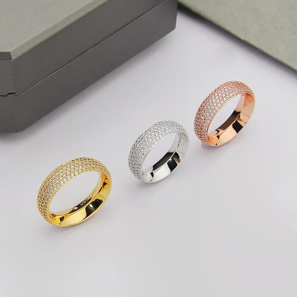[Aura Jewelry]Fiery Full Pavé Diamond Wide Band Ring,