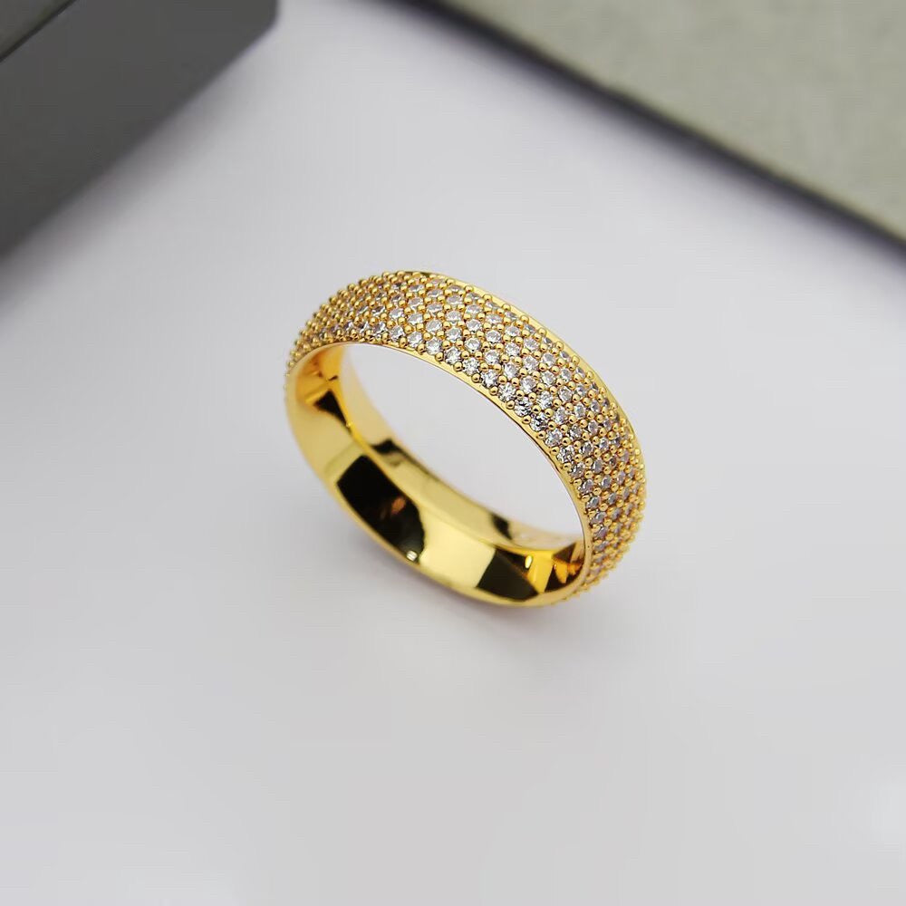 [Aura Jewelry]Fiery Full Pavé Diamond Wide Band Ring,