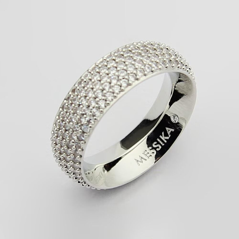 [Aura Jewelry]Fiery Full Pavé Diamond Wide Band Ring,