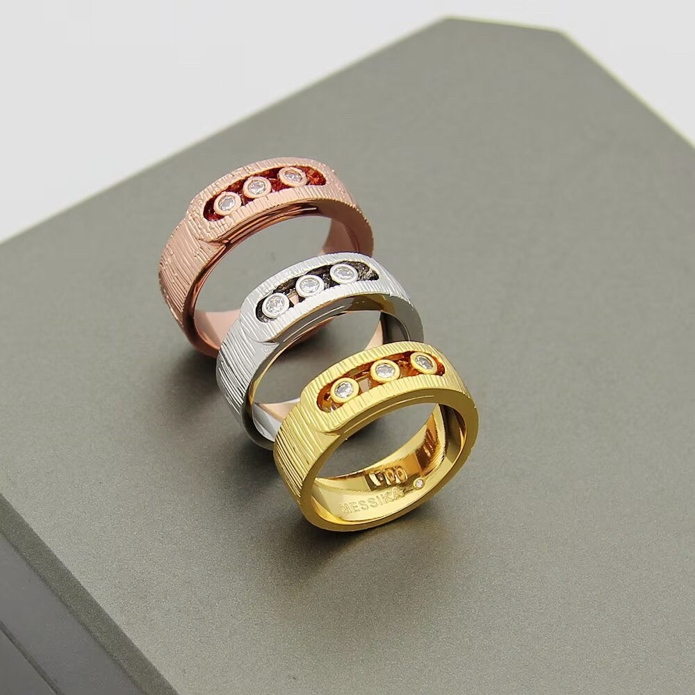 [Aura Jewelry]Move Wide 3 Moving Diamond Men's Ring