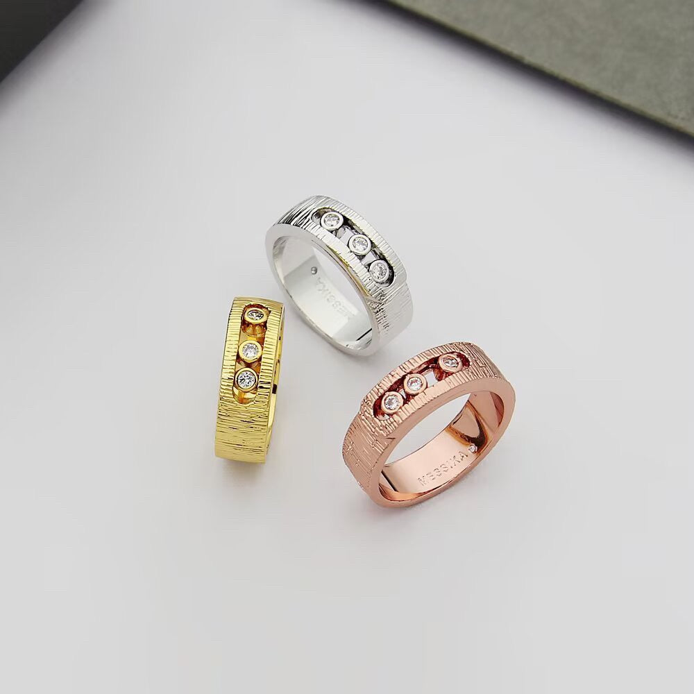 [Aura Jewelry]Move Wide 3 Moving Diamond Men's Ring