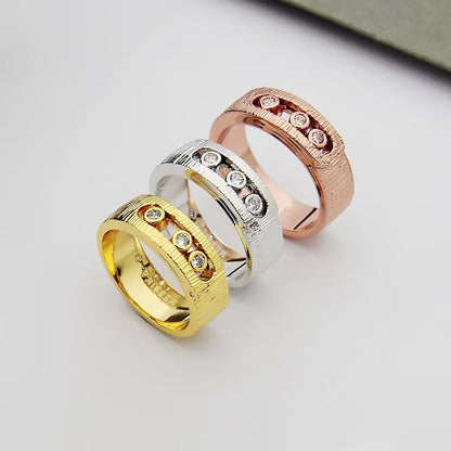[Aura Jewelry]Move Wide 3 Moving Diamond Men's Ring