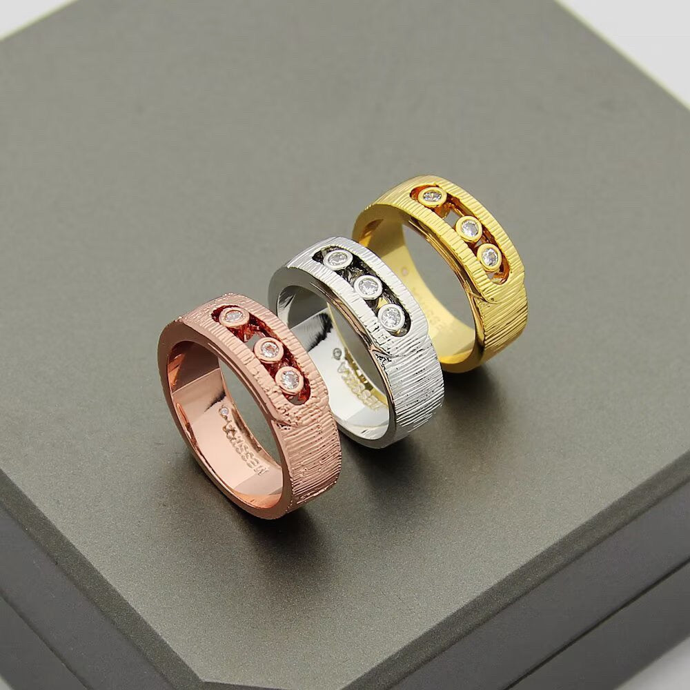 [Aura Jewelry]Move Wide 3 Moving Diamond Men's Ring