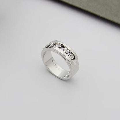 [Aura Jewelry]Move Wide 3 Moving Diamond Men's Ring