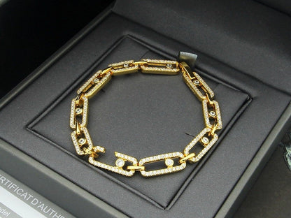 [Aura Jewelry]Large Full Diamond Unisex Sliding Bracelet with Moissanite