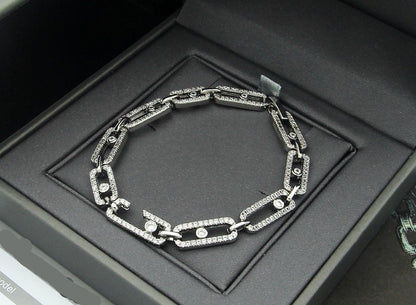 [Aura Jewelry]Large Full Diamond Unisex Sliding Bracelet with Moissanite