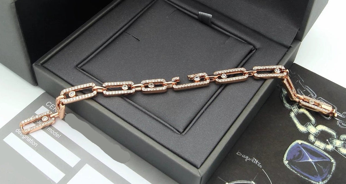 [Aura Jewelry]Large Full Diamond Unisex Sliding Bracelet with Moissanite