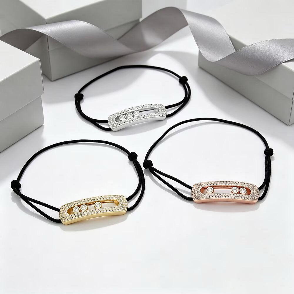 [Aura Jewelry]Care(Large-4mm) pink cord pavé bracelet