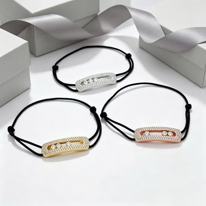 [Aura Jewelry]Care(Large-4mm) pink cord pavé bracelet