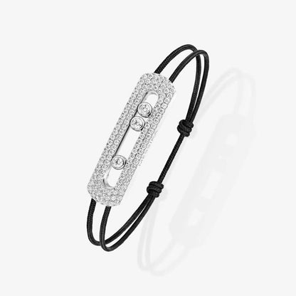 [Aura Jewelry]Care(Large-4mm) pink cord pavé bracelet