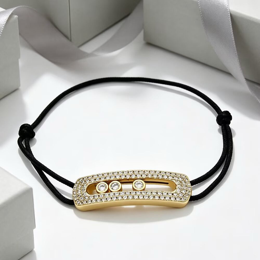 [Aura Jewelry]Care(Large-4mm) pink cord pavé bracelet