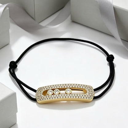 [Aura Jewelry]Care(Large-4mm) pink cord pavé bracelet
