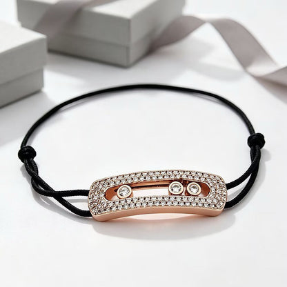 [Aura Jewelry]Care(Large-4mm) pink cord pavé bracelet